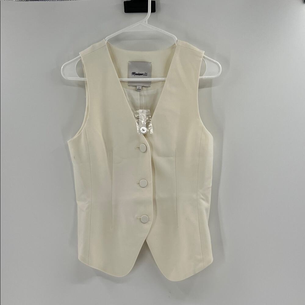 Madewell Women's V-Neck Vest in Wool Blend - Winter White - 0 - New with tags